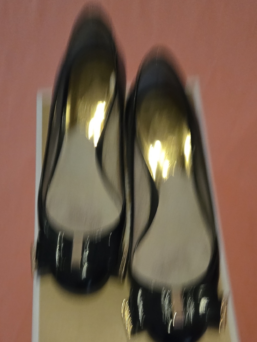 Michael Kors Black Patent Ballet Pumps with Gold Trim